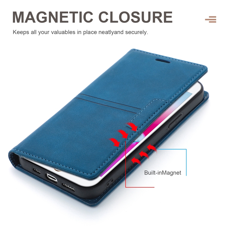 For iPhone SE 2022 / SE 2020 / 8 / 7 Dream Magnetic Suction Business Horizontal Flip PU Leather Case with Holder & Card Slot & Wallet(Blue) For iPhone SE 2022 / SE 2020 / 8 / 7 Dream Magnetic Suction Business Horizontal Flip PU Leather Case with Holder & Card Slot & Wallet(Blue)