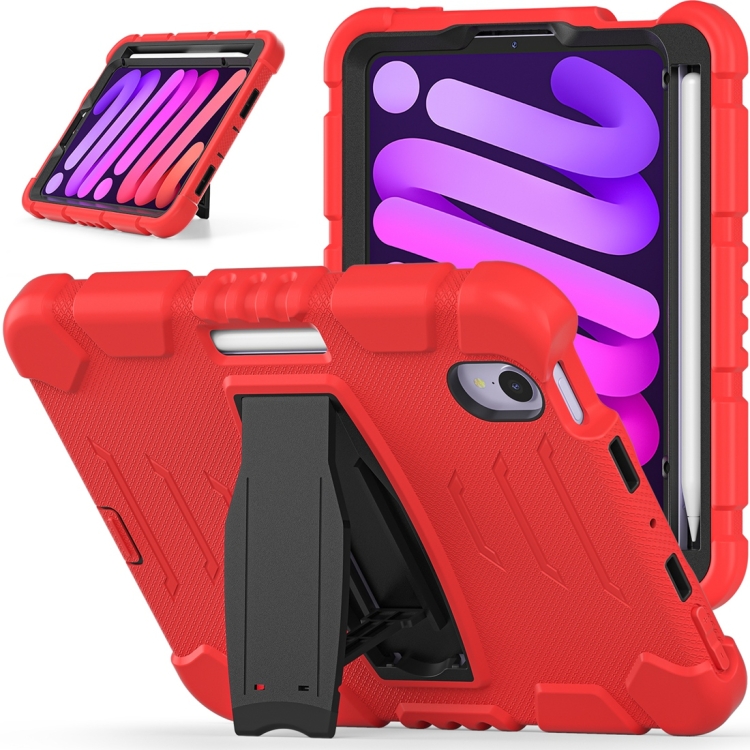 For iPad mini 6 / mini 2024 Tri-Layer Protection Screen Frame Heavy Duty PC Hybrid Silicone Case with Holder(Red+Black) For iPad mini 6 / mini 2024 Tri-Layer Protection Screen Frame Heavy Duty PC Hybrid Silicone Case with Holder(Red+Black)