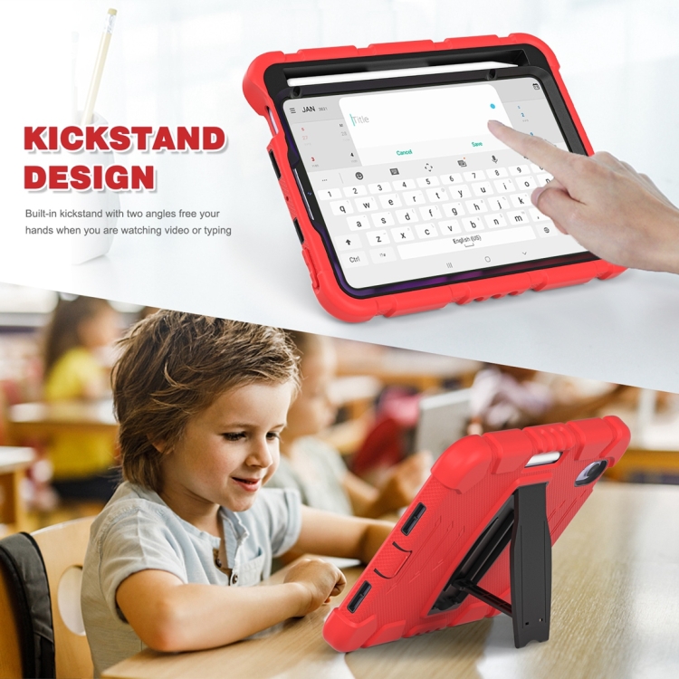 For iPad mini 6 / mini 2024 Tri-Layer Protection Screen Frame Heavy Duty PC Hybrid Silicone Case with Holder(Red+Black) For iPad mini 6 / mini 2024 Tri-Layer Protection Screen Frame Heavy Duty PC Hybrid Silicone Case with Holder(Red+Black)