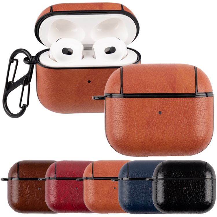 Wireless Earphone Leather Shockproof Protective Case for AirPods 3(Orange)