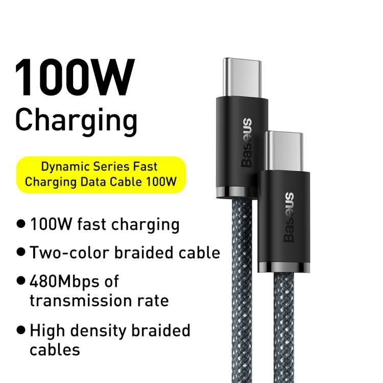 Baseus CALD000216 Dynamic Series 100W USB-C / Type-C to USB-C / Type-C Fast Charging Data Cable, Cable Length:1m(Dark Grey Blue) - 1