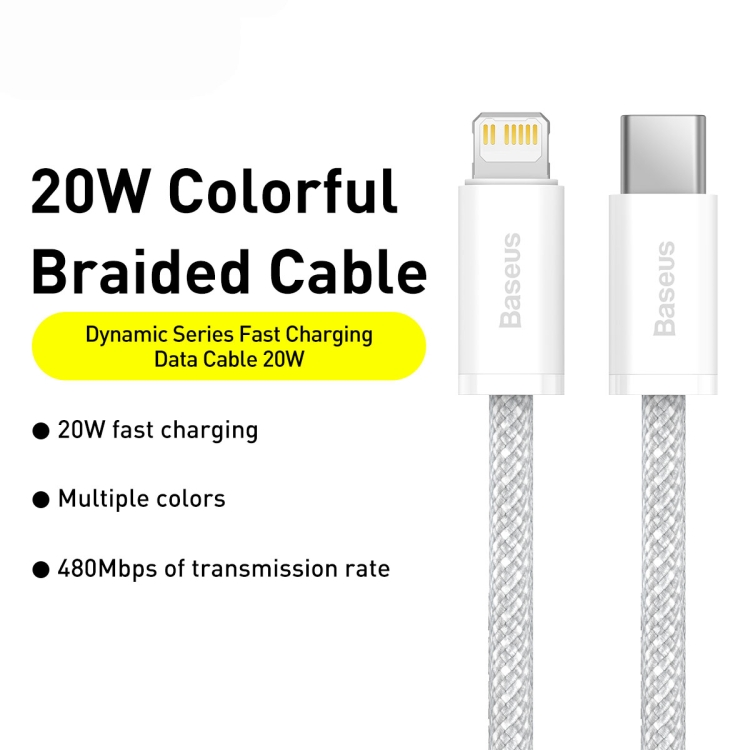 Baseus CALD000002 Dynamic Series 20W USB-C / Type-C to 8 Pin Fast Charging Data Cable, Cable Length:1m(White) Baseus CALD000002 Dynamic Series 20W USB-C / Type-C to 8 Pin Fast Charging Data Cable, Cable Length:1m(White)