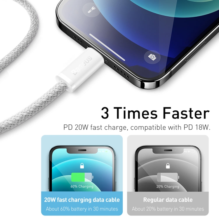Baseus CALD000002 Dynamic Series 20W USB-C / Type-C to 8 Pin Fast Charging Data Cable, Cable Length:1m(White) Baseus CALD000002 Dynamic Series 20W USB-C / Type-C to 8 Pin Fast Charging Data Cable, Cable Length:1m(White)