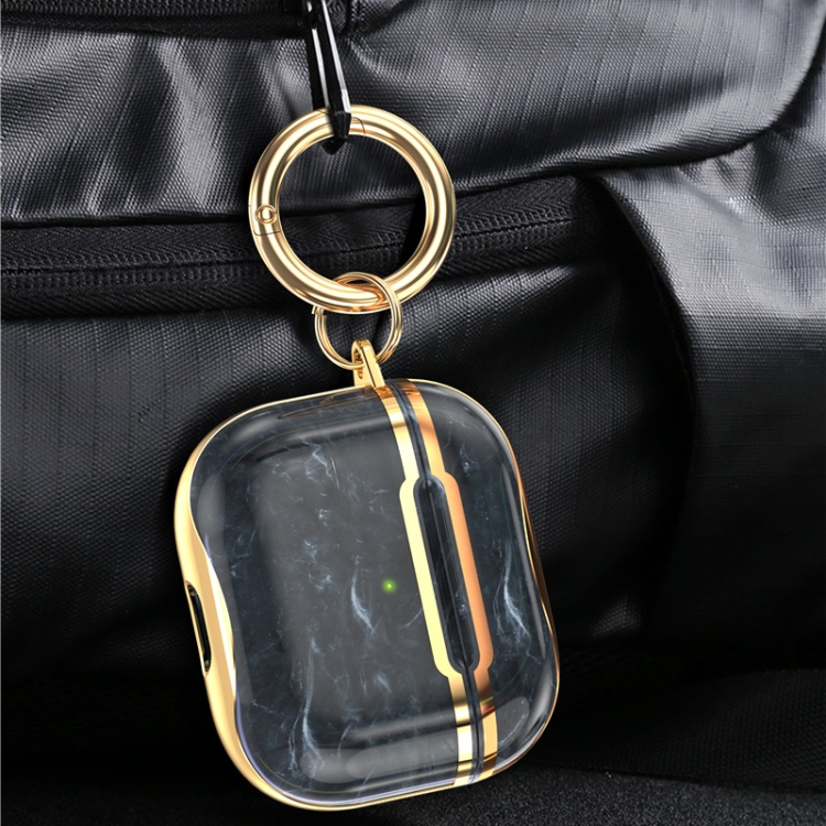 Marble Texture Electroplating Frame Earphone Protective Case with Hook For AirPods 3(Green + Red) Marble Texture Electroplating Frame Earphone Protective Case with Hook For AirPods 3(Green + Red)