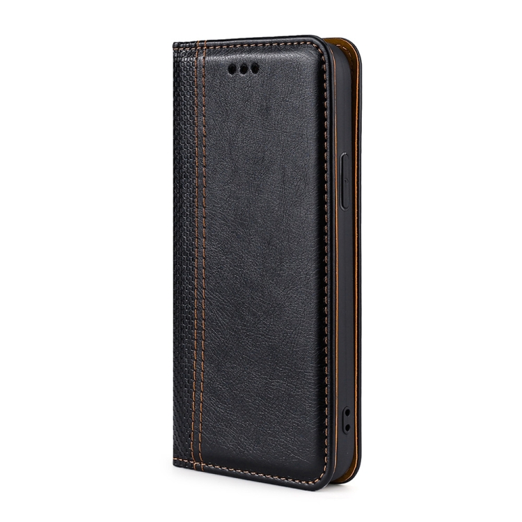 For Samsung Galaxy S22 5G Grid Texture Magnetic PU + TPU Horizontal Flip Leather Case with Holder & Card Slot(Black)