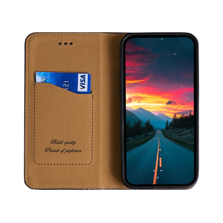For Samsung Galaxy S22 5G Grid Texture Magnetic PU + TPU Horizontal Flip Leather Case with Holder & Card Slot(Black)