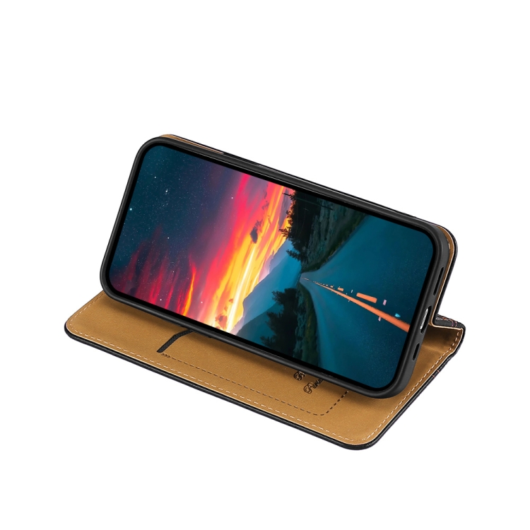 For Samsung Galaxy S22 5G Grid Texture Magnetic PU + TPU Horizontal Flip Leather Case with Holder & Card Slot(Black)