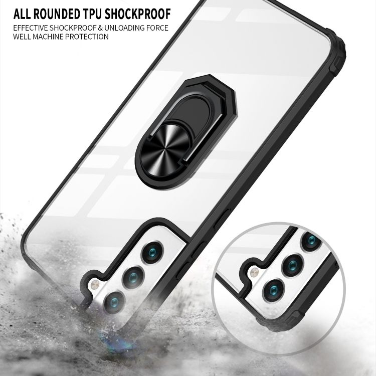 For Samaung Galaxy S22 5G Shockproof Transparent TPU + Acrylic Protective Case with Ring Holder(Red) For Samaung Galaxy S22 5G Shockproof Transparent TPU + Acrylic Protective Case with Ring Holder(Red)