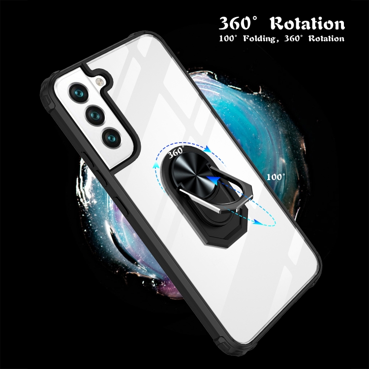 For Samaung Galaxy S22 5G Shockproof Transparent TPU + Acrylic Protective Case with Ring Holder(Red) For Samaung Galaxy S22 5G Shockproof Transparent TPU + Acrylic Protective Case with Ring Holder(Red)