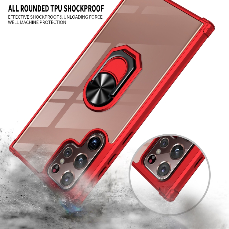 For Samaung Galaxy S22 Ultra 5G Shockproof Transparent TPU + Acrylic Protective Case with Ring Holder(Black Silver) For Samaung Galaxy S22 Ultra 5G Shockproof Transparent TPU + Acrylic Protective Case with Ring Holder(Black Silver)