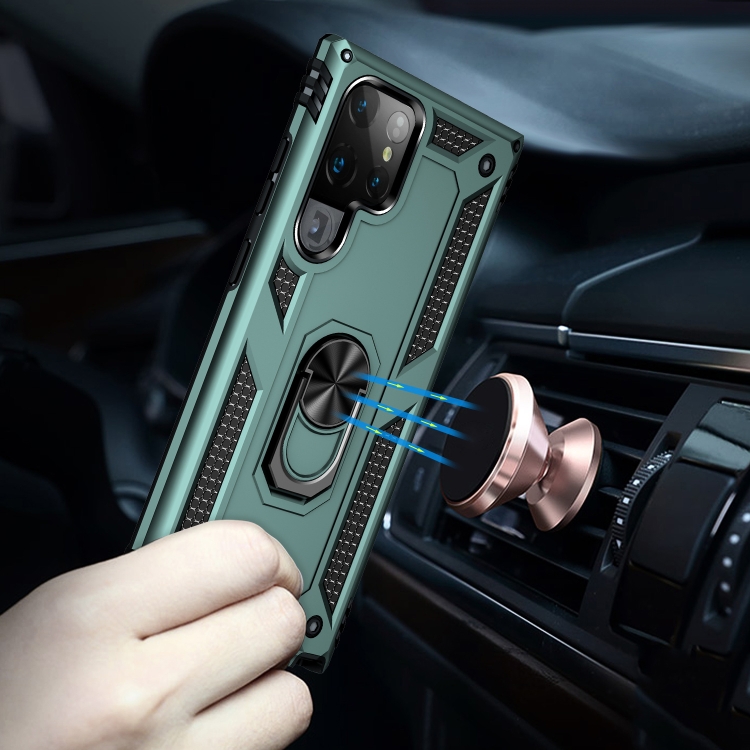 For Samaung Galaxy S22 Ultra 5G Shockproof TPU + PC Protective Case with 360 Degree Rotating Holder(Dark Green) For Samaung Galaxy S22 Ultra 5G Shockproof TPU + PC Protective Case with 360 Degree Rotating Holder(Dark Green)