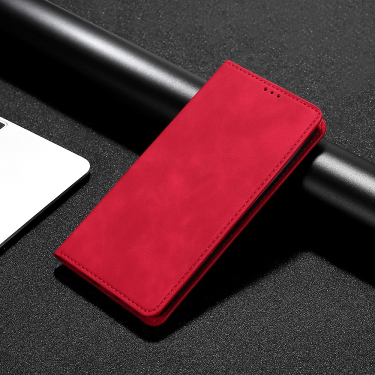 For Samaung Galaxy S22 5G Skin Feel Magnetic Horizontal Flip Leather Case with Holder & Card Slots(Red) For Samaung Galaxy S22 5G Skin Feel Magnetic Horizontal Flip Leather Case with Holder & Card Slots(Red)