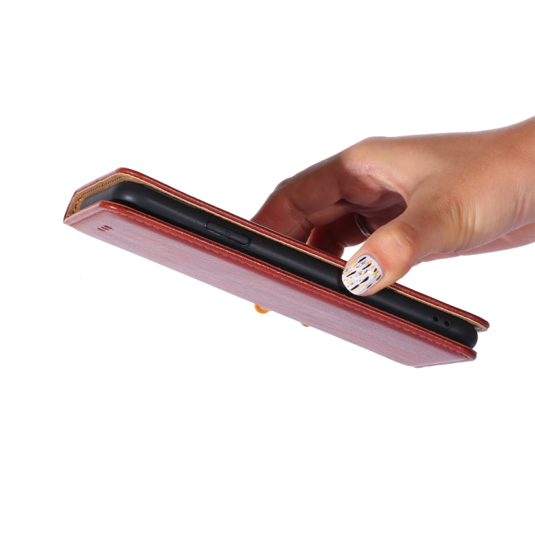 For Samaung Galaxy S22 Ultra 5G Pure Color Magnetic Horizontal Flip Leather Case with Holder & Card Slot & Wallet(Brown)