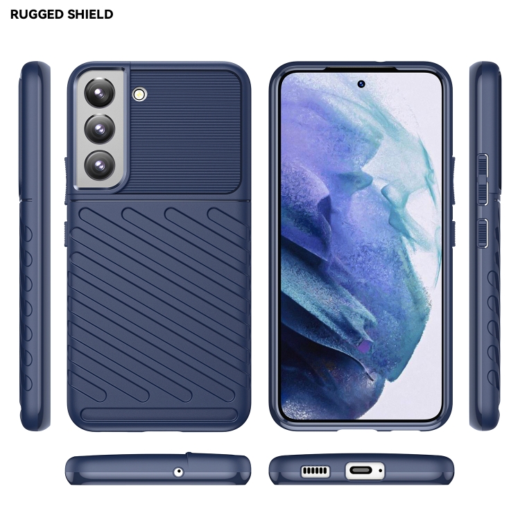 For Samsung Galaxy S22 5G Thunderbolt Shockproof TPU Protective Soft Case(Blue) For Samsung Galaxy S22 5G Thunderbolt Shockproof TPU Protective Soft Case(Blue)