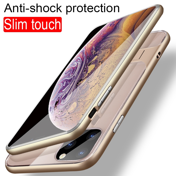 For iPhone 11 Pro Max Crystal Shockproof TPU + PC Case with Holder(Gold) For iPhone 11 Pro Max Crystal Shockproof TPU + PC Case with Holder(Gold)