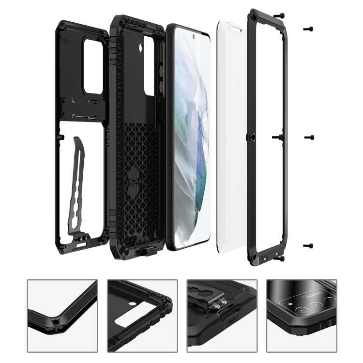 For Samsung Galaxy S21 5G Armor Shockproof Splash-proof Dust-proof Phone Case with Holder(Black) For Samsung Galaxy S21 5G Armor Shockproof Splash-proof Dust-proof Phone Case with Holder(Black)