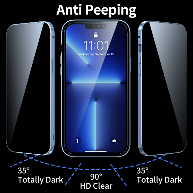 For iPhone 13 mini Anti-peeping Magnetic Metal Frame Double-sided Tempered Glass Phone Case (Red) For iPhone 13 mini Anti-peeping Magnetic Metal Frame Double-sided Tempered Glass Phone Case (Red)