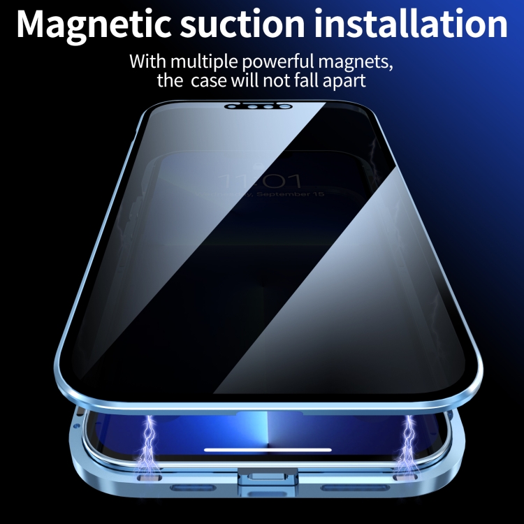 For iPhone 13 mini Anti-peeping Magnetic Metal Frame Double-sided Tempered Glass Phone Case (Red) For iPhone 13 mini Anti-peeping Magnetic Metal Frame Double-sided Tempered Glass Phone Case (Red)