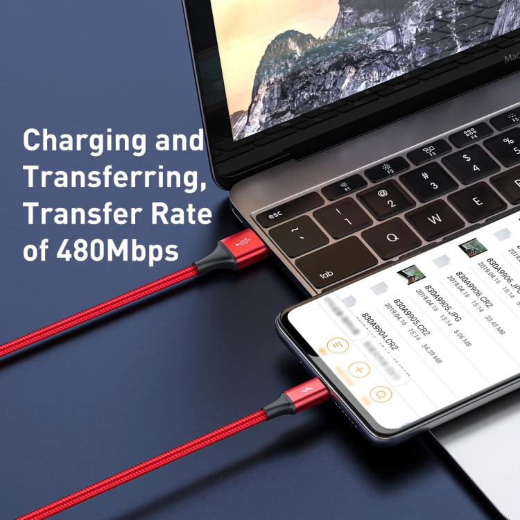Baseus CAJS000009 Rapid Series 3.5A USB to 8 Pin + USB-C / Type-C + Micro USB Data Cable, Cable Length: 1.2cm(Red)