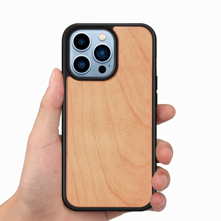 For iPhone 13 Pro Max Wood Veneer TPU Shockproof Phone Case (Cherry Wood) For iPhone 13 Pro Max Wood Veneer TPU Shockproof Phone Case (Cherry Wood)