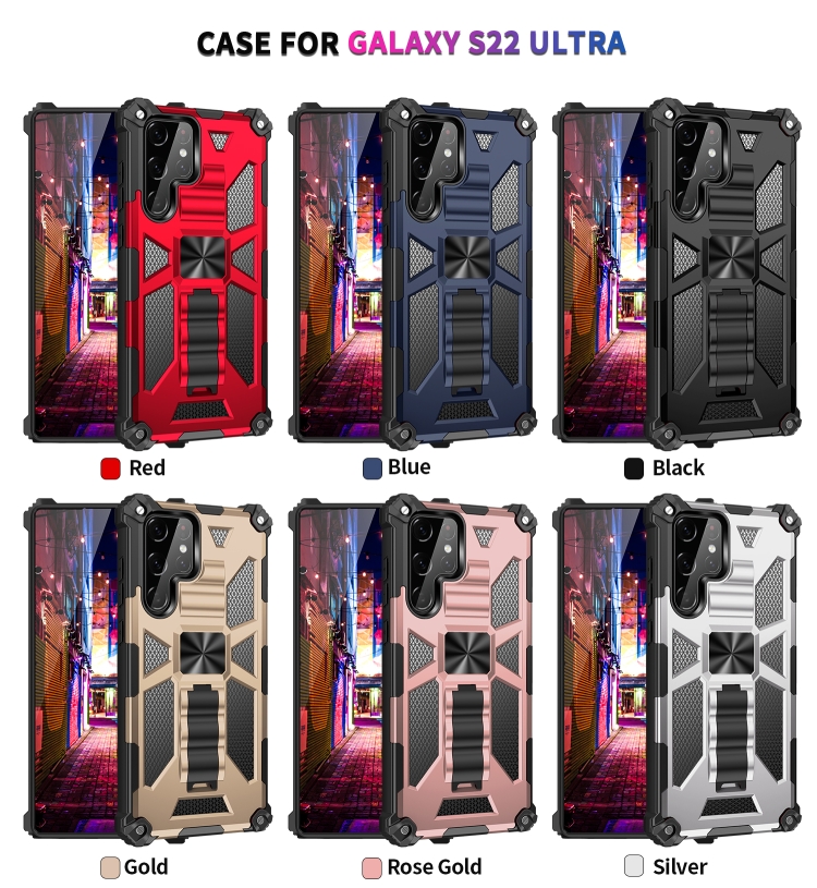 For Samsung Galaxy S22 Ultra 5G Armor Shockproof TPU + PC Magnetic Protective Phone Case with Holder(Black) For Samsung Galaxy S22 Ultra 5G Armor Shockproof TPU + PC Magnetic Protective Phone Case with Holder(Black)