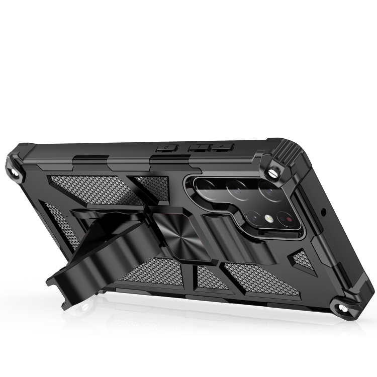 For Samsung Galaxy S22 Ultra 5G Armor Shockproof TPU + PC Magnetic Protective Phone Case with Holder(Black) For Samsung Galaxy S22 Ultra 5G Armor Shockproof TPU + PC Magnetic Protective Phone Case with Holder(Black)