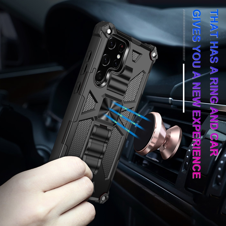 For Samsung Galaxy S22 Ultra 5G Armor Shockproof TPU + PC Magnetic Protective Phone Case with Holder(Black) For Samsung Galaxy S22 Ultra 5G Armor Shockproof TPU + PC Magnetic Protective Phone Case with Holder(Black)