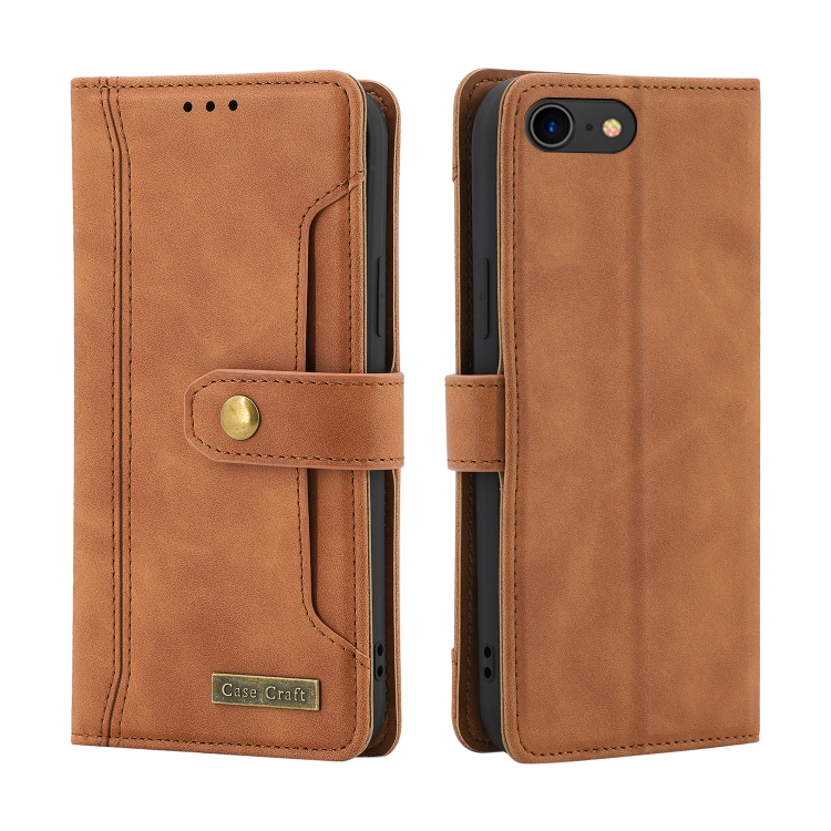 For iPhone SE 2022 / SE 2020 / 8 / 7 Copper Buckle Horizontal Flip Leather Phone Case with Holder & Card Slots & Wallet(Brown) For iPhone SE 2022 / SE 2020 / 8 / 7 Copper Buckle Horizontal Flip Leather Phone Case with Holder & Card Slots & Wallet(Brown)