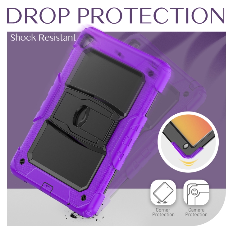 Shockproof Colorful Silicone + Black PC Tablet Protective Case with Holder & Shoulder Strap For iPad 9.7 2018 / 2017(Purple) Shockproof Colorful Silicone + Black PC Tablet Protective Case with Holder & Shoulder Strap For iPad 9.7 2018 / 2017(Purple)