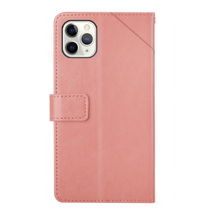 For iPhone 11 Pro Max Y Stitching Horizontal Flip Leather Phone Case with Holder & Card Slots & Wallet & Photo Frame (Rose Gold)
