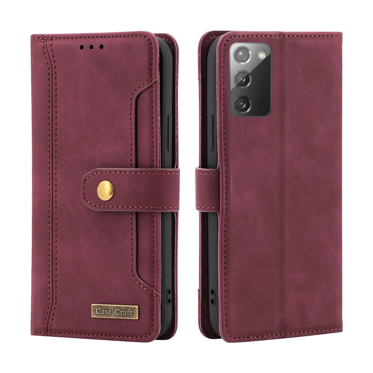 For Samsung Galaxy Note20 Copper Buckle Horizontal Flip Leather Phone Case with Holder & Card Slots & Wallet(Maroon) For Samsung Galaxy Note20 Copper Buckle Horizontal Flip Leather Phone Case with Holder & Card Slots & Wallet(Maroon)