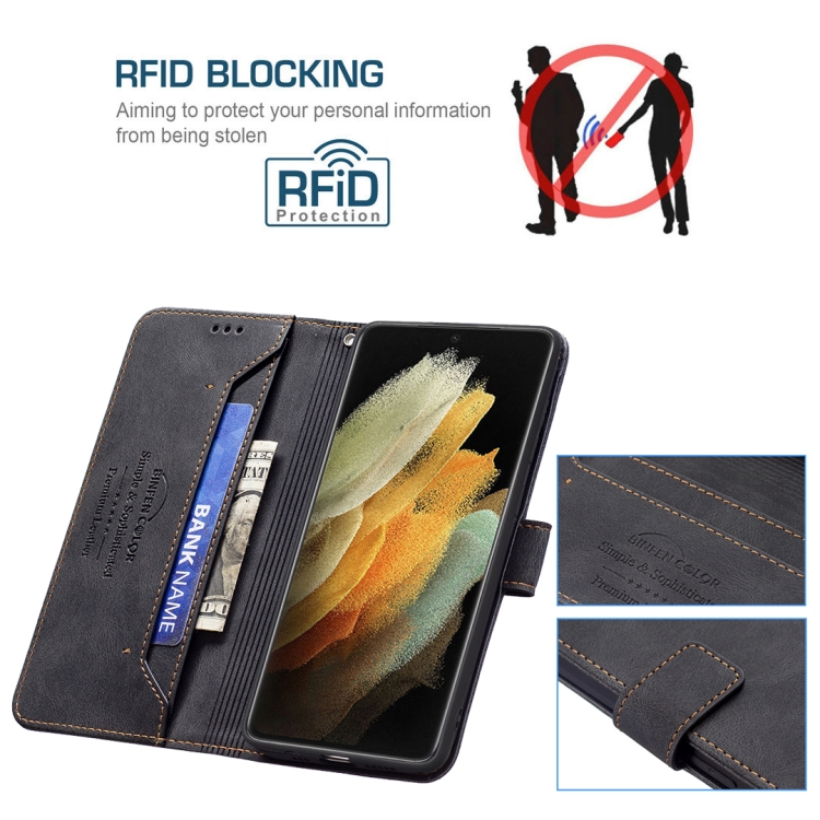 For Samsung Galaxy S21 Ultra 5G Magnetic Clasp RFID Blocking Anti-Theft Leather Case with Holder & Card Slots & Wallet(Black) For Samsung Galaxy S21 Ultra 5G Magnetic Clasp RFID Blocking Anti-Theft Leather Case with Holder & Card Slots & Wallet(Black)
