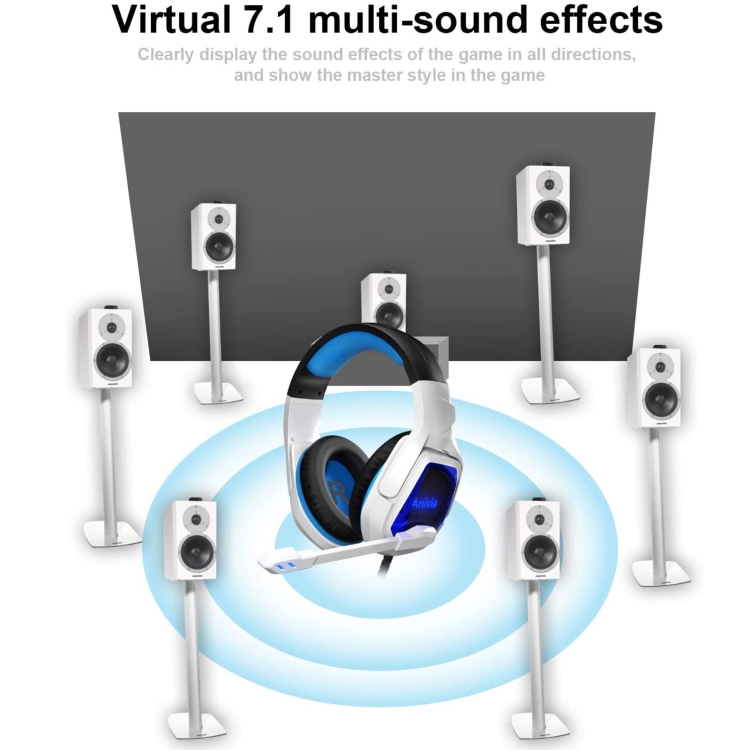 Sades MH901 7.1 canal USB Auriculares ajustables para juegos con micrófono (blanco azul) - 7
