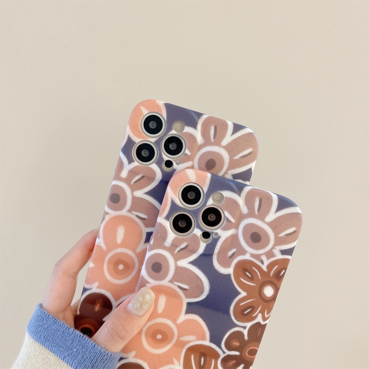 For iPhone 13 Pro Wave Texture TPU Shockproof Phone Case (Big Brown Flower) For iPhone 13 Pro Wave Texture TPU Shockproof Phone Case (Big Brown Flower)