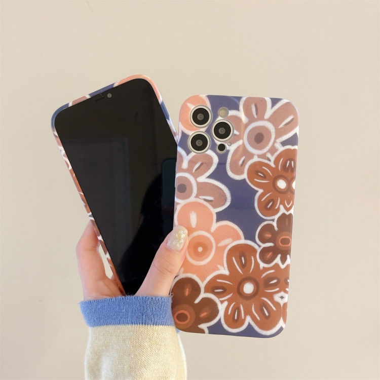 For iPhone 13 Pro Wave Texture TPU Shockproof Phone Case (Big Brown Flower) For iPhone 13 Pro Wave Texture TPU Shockproof Phone Case (Big Brown Flower)