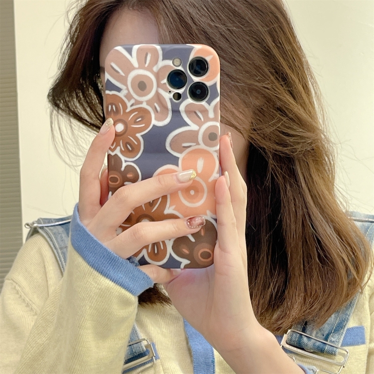 For iPhone 13 Pro Wave Texture TPU Shockproof Phone Case (Big Brown Flower) For iPhone 13 Pro Wave Texture TPU Shockproof Phone Case (Big Brown Flower)