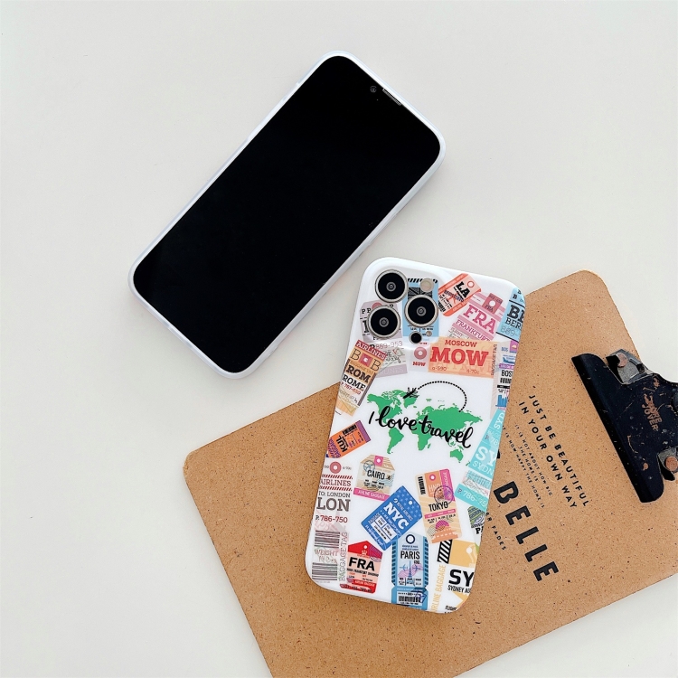 For iPhone 12 TPU Shockproof Phone Case(Travel Around The World White) For iPhone 12 TPU Shockproof Phone Case(Travel Around The World White)