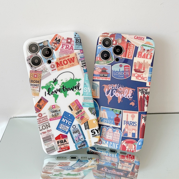 For iPhone 12 TPU Shockproof Phone Case(Travel Around The World White) For iPhone 12 TPU Shockproof Phone Case(Travel Around The World White)