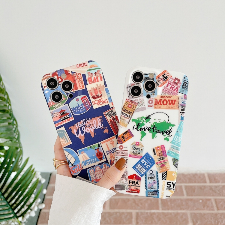 For iPhone 12 TPU Shockproof Phone Case(Travel Around The World White) For iPhone 12 TPU Shockproof Phone Case(Travel Around The World White)