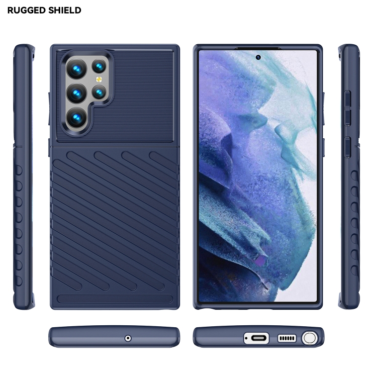For Samaung Galaxy S22 Ultra 5G Thunderbolt Shockproof TPU Soft Phone Case(Blue) For Samaung Galaxy S22 Ultra 5G Thunderbolt Shockproof TPU Soft Phone Case(Blue)