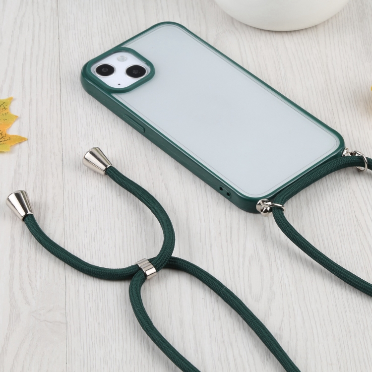 For iPhone 13 mini Candy Transparent Phone Case with Lanyard (Dark Green) For iPhone 13 mini Candy Transparent Phone Case with Lanyard (Dark Green)
