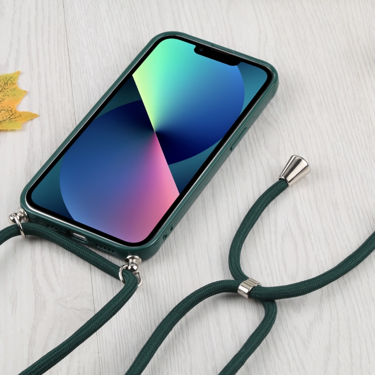 For iPhone 13 mini Candy Transparent Phone Case with Lanyard (Dark Green) For iPhone 13 mini Candy Transparent Phone Case with Lanyard (Dark Green)