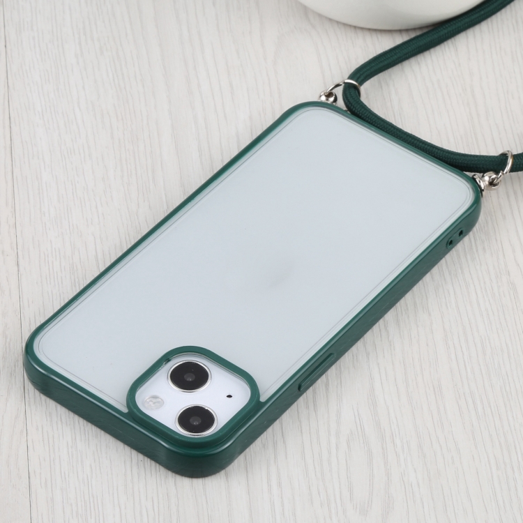 For iPhone 13 mini Candy Transparent Phone Case with Lanyard (Dark Green) For iPhone 13 mini Candy Transparent Phone Case with Lanyard (Dark Green)