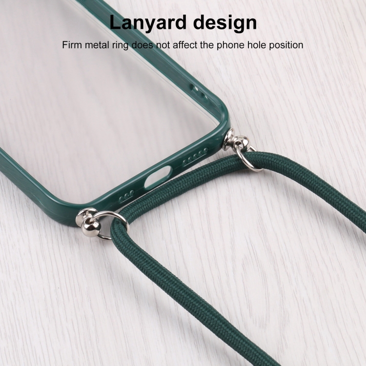 For iPhone 13 mini Candy Transparent Phone Case with Lanyard (Dark Green) For iPhone 13 mini Candy Transparent Phone Case with Lanyard (Dark Green)