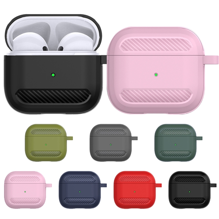 Carbon Fiber Anti-fall Earphones Protective Case For AirPods 3(Pink) Carbon Fiber Anti-fall Earphones Protective Case For AirPods 3(Pink)