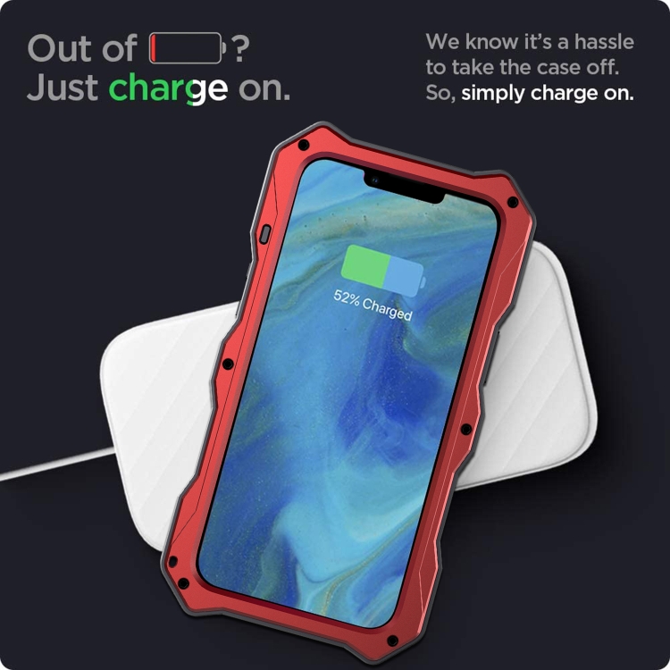 For iPhone 13 mini Camshield Shockproof Life Waterproof Dustproof Metal Case with Holder (Red) For iPhone 13 mini Camshield Shockproof Life Waterproof Dustproof Metal Case with Holder (Red)