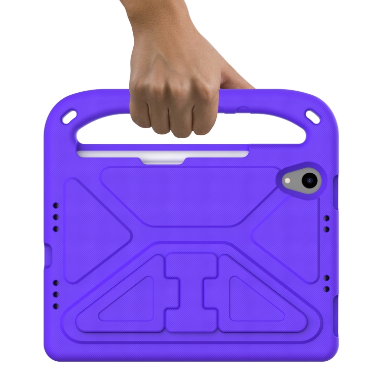 For iPad mini 2024 / mini 6 Handle Portable EVA Shockproof Tablet Case with Triangle Holder(Purple)