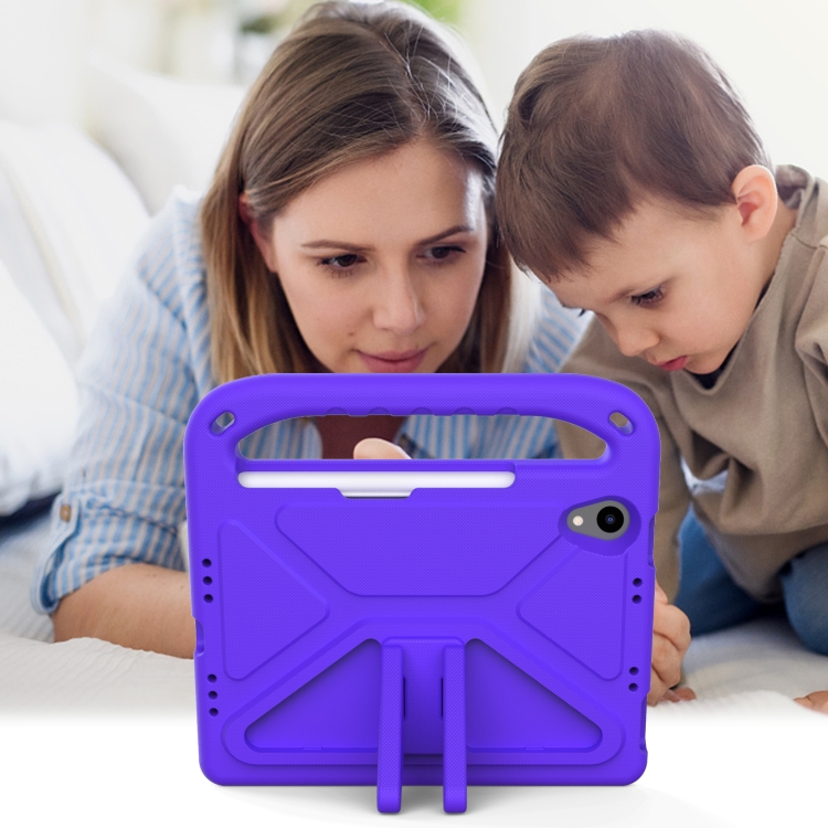 For iPad mini 2024 / mini 6 Handle Portable EVA Shockproof Tablet Case with Triangle Holder(Purple)