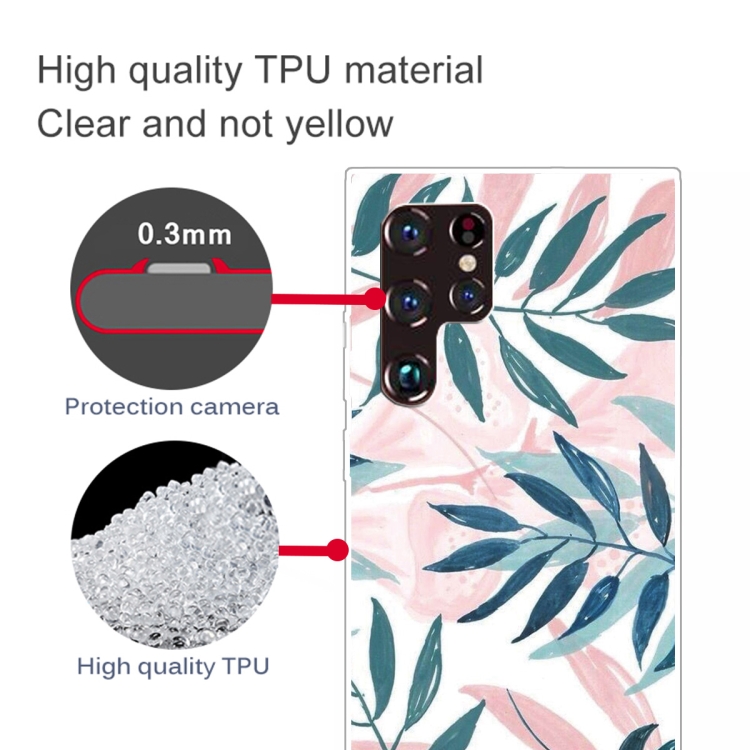 For Samaung Galaxy S22 Ultra 5G Painted Pattern Transparent TPU Phone Case(INS Green Grass)