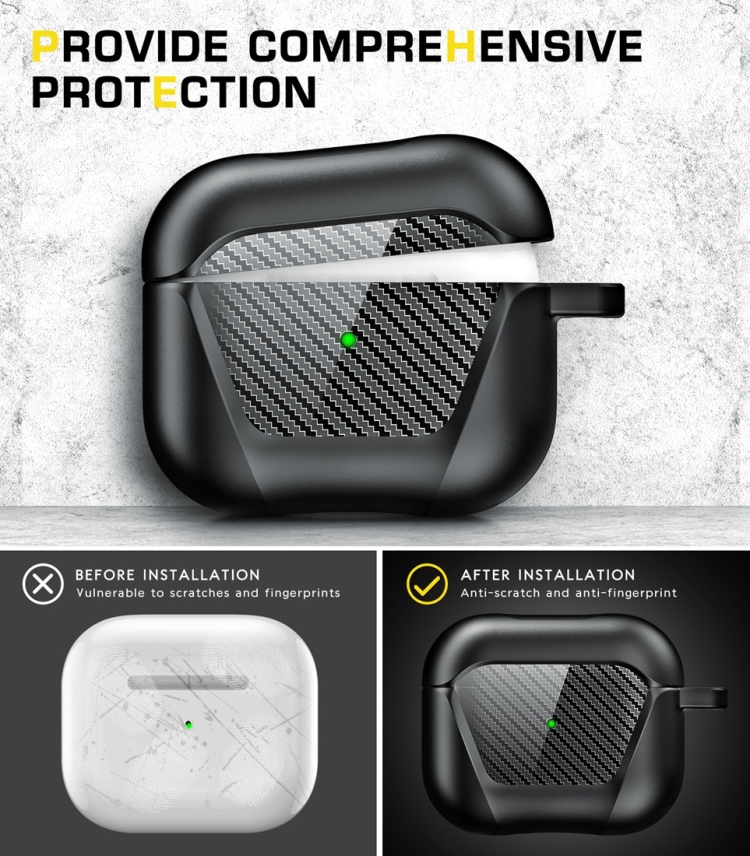 PC Anti-fall Earphones Case with Hook For AirPods 3(Black) PC Anti-fall Earphones Case with Hook For AirPods 3(Black)